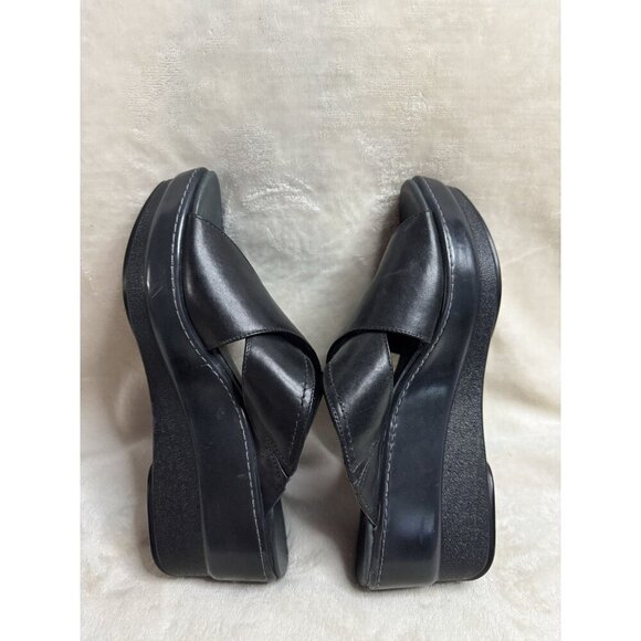DANSKO Black Leather Chunky Wedge Cris-cross Strap Y2K Comfort Sz 40 US 9 - Picture 7 of 11
